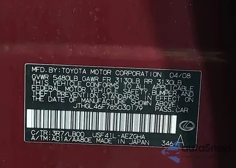 2008 Lexus Ls 460 L z USA, uszkodzony, nr VIN JTHGL46F785030179